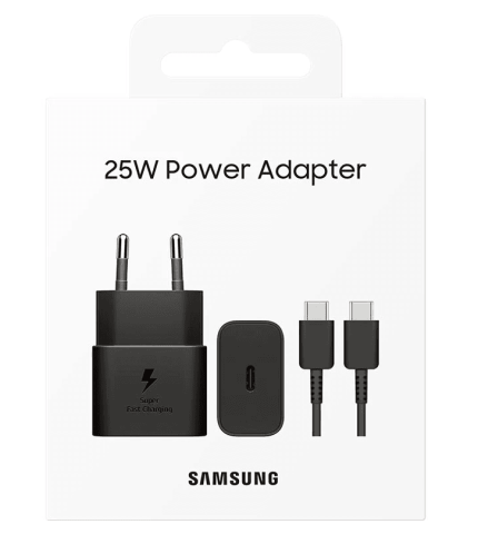 SAMSUNG HIŠNI POLNILEC EP-T2510XBE (Type C) + EP-DN980BBE (Type C-Type C) QC 25W - črn original (Eu Blister)