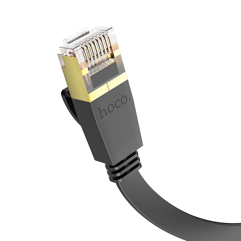 Hoco omrežni internet kabel US07 ploščat 1Gbps 5 metrov črn