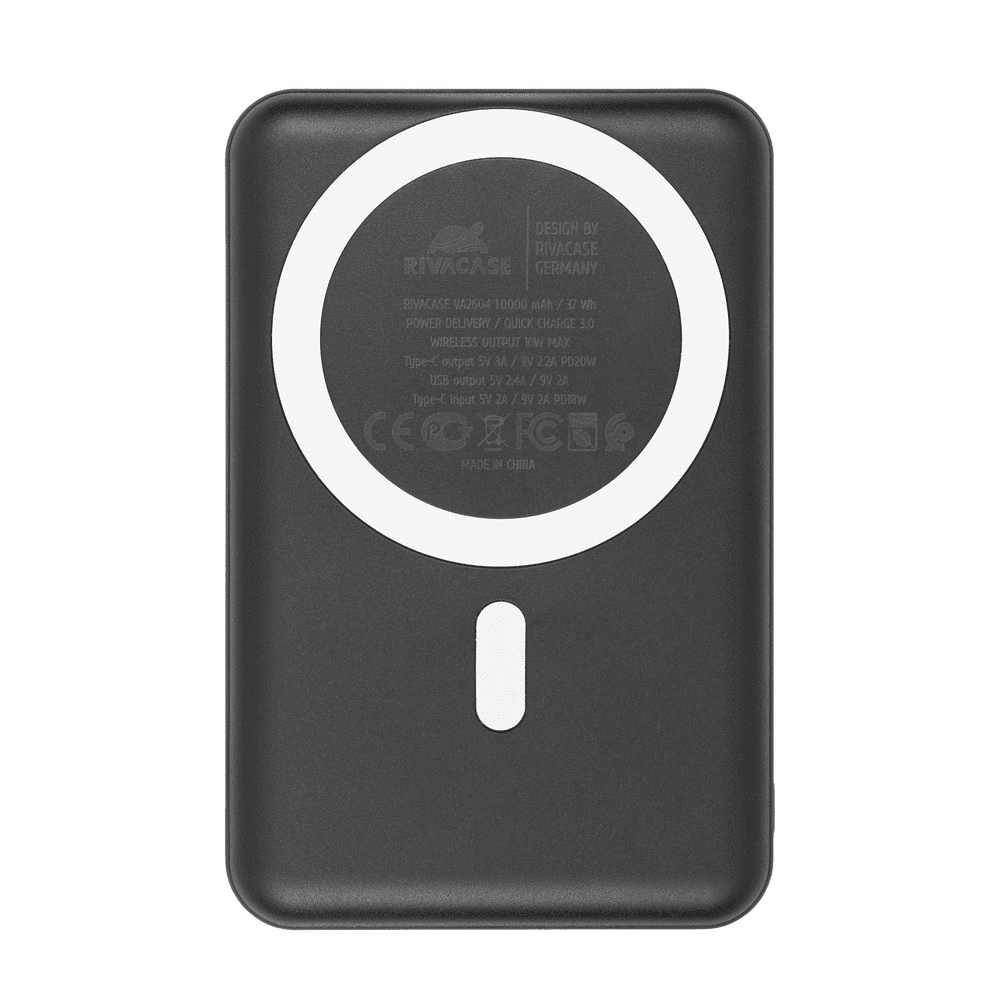 RIVACASE VA2604 MagSafe Magnetic QC / PD zunanja baterija powerbank 10.000 mAh 20W s stojalom - črn