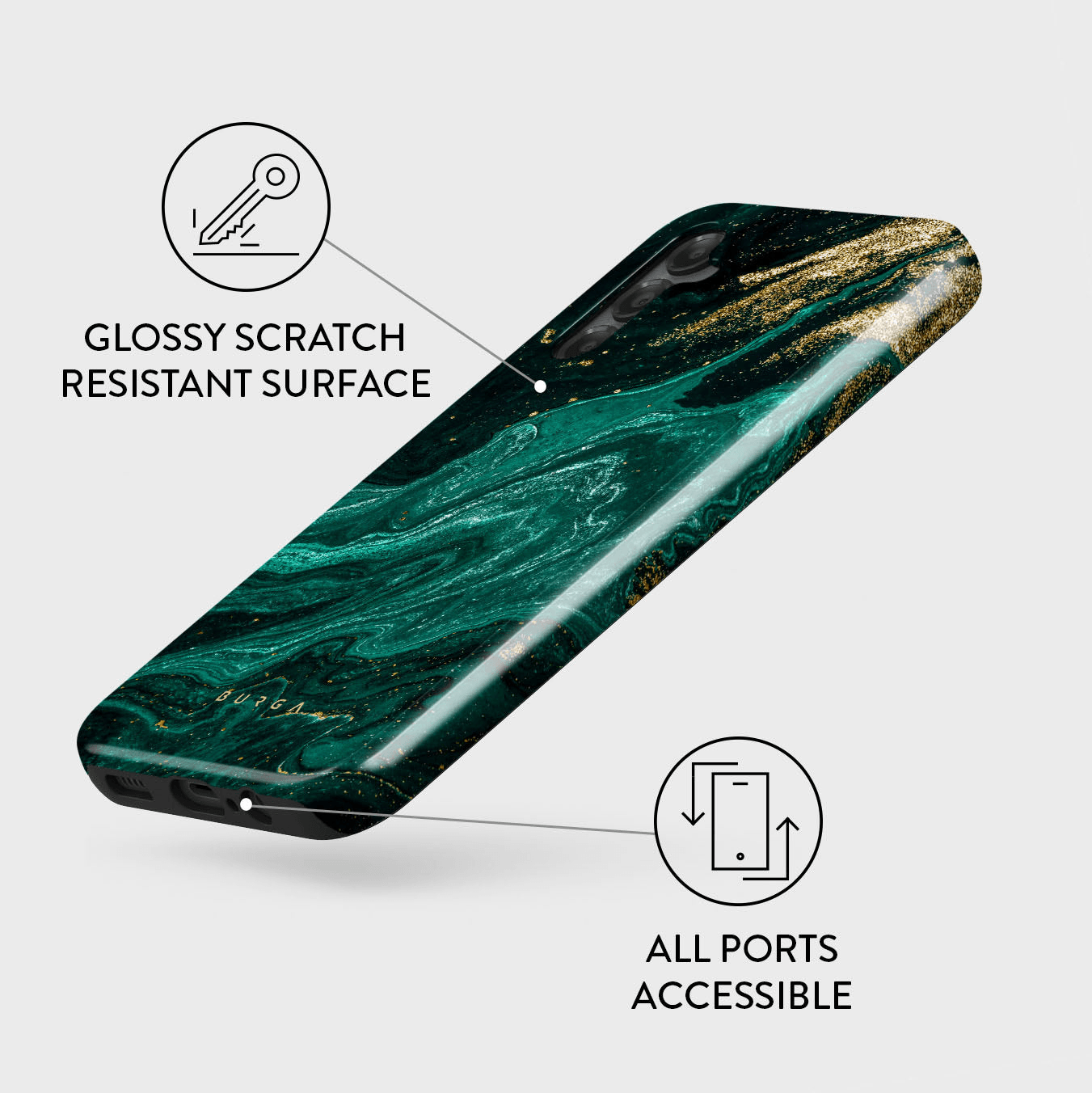 Silionski ovitek Tough za Samsung Galaxy A15 5G - Burga - Emerald Pool